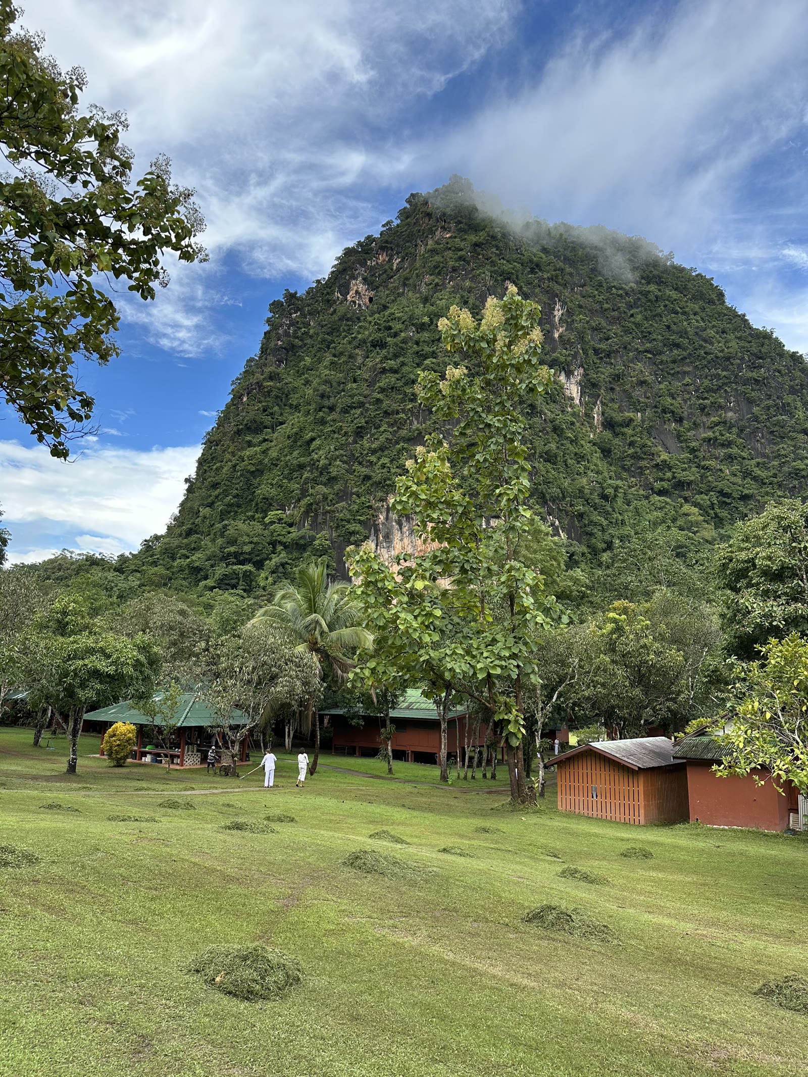 Misty mountain above the monastery grounds